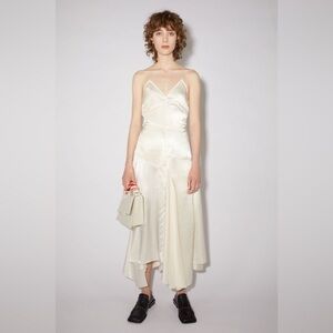 Acne Studios Ruched Paneled Satin Dress